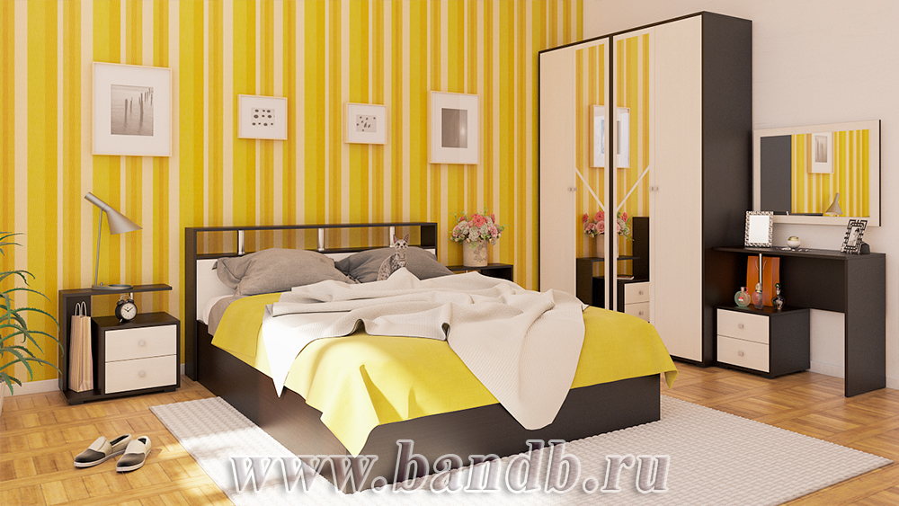 Спальня Камелия № 2 с кроватью 1600 цвет венге/дуб лоредо Картинка № 6