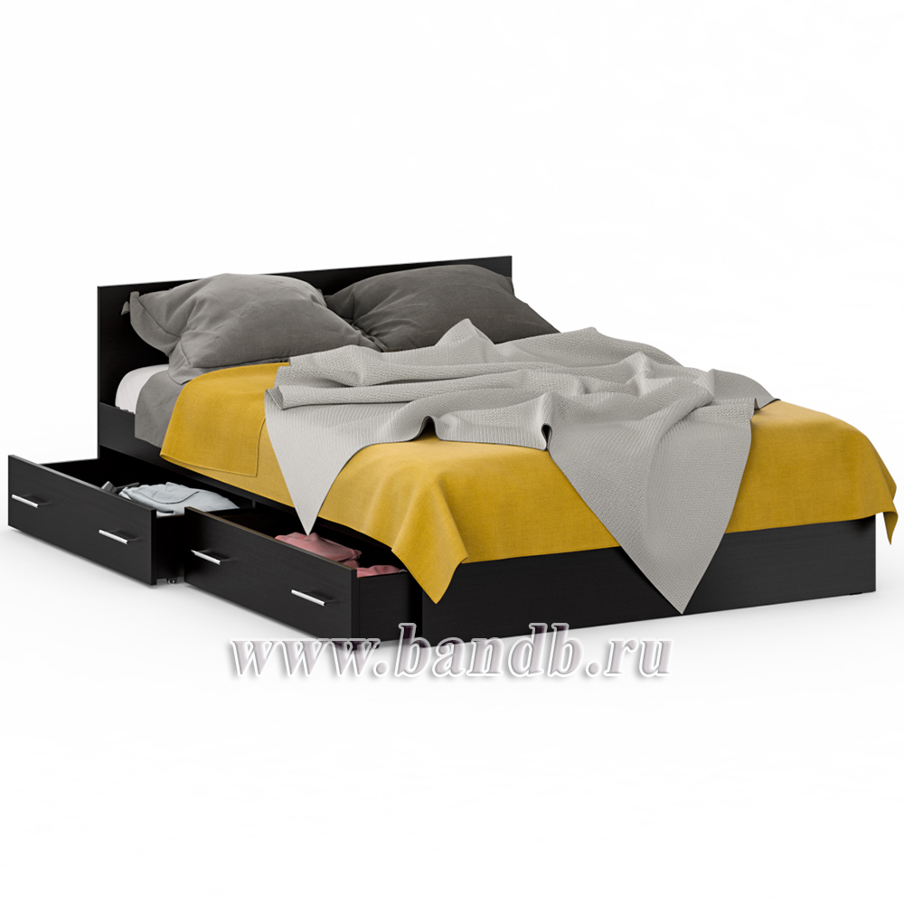 Кровать с ящиками Стандарт 1400 цвет венге Картинка № 2
