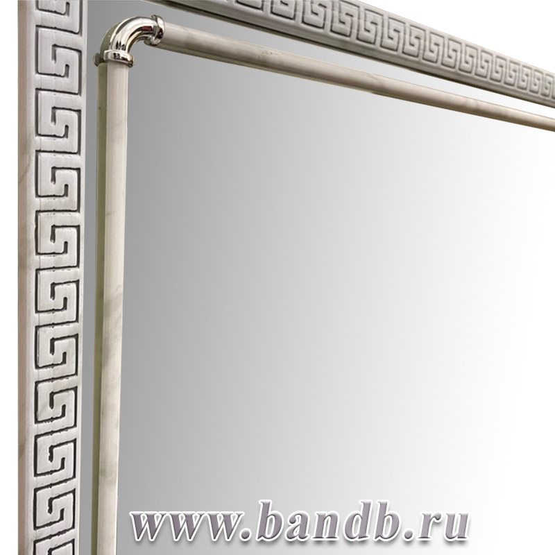Зеркало для ванной 119Б белый, греческий орнамент Картинка № 3