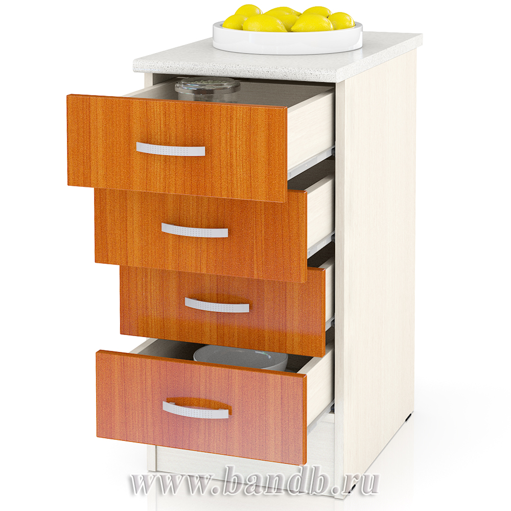 Кухня Мери ШН4Я400 Стол с 4 ящиками 40 см. цвет дуб/вишня Картинка № 2