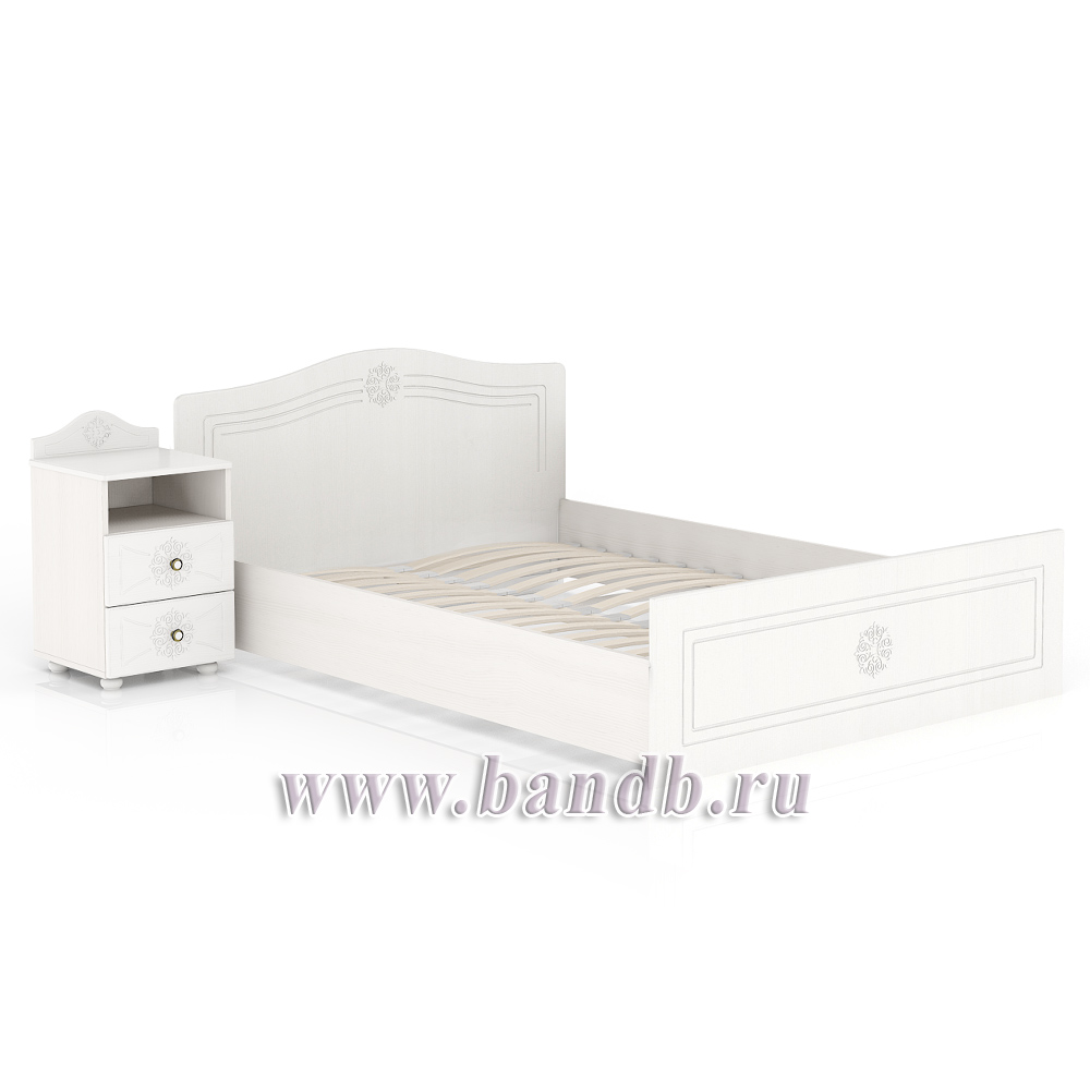 Кровать Онега 1400 с тумбой прикроватной цвет белый Картинка № 3