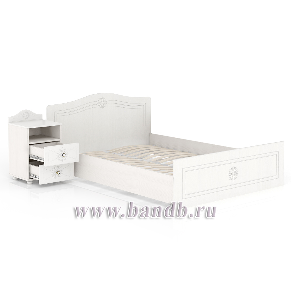 Кровать Онега 1400 с тумбой прикроватной цвет белый Картинка № 4