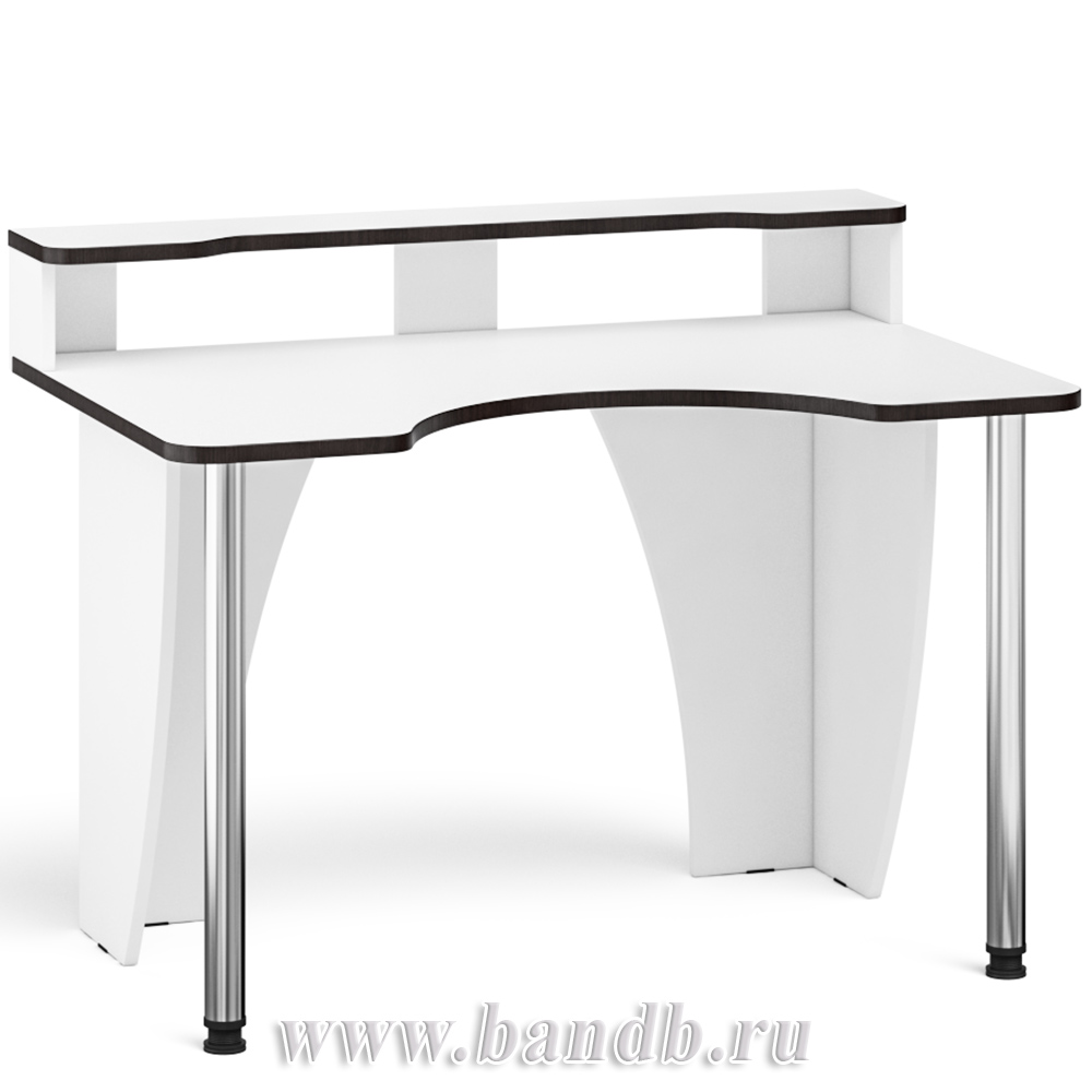 Игровой компьютерный стол с надстройкой С-МД-СК2Н-1200-750 цвет белый/кромка венге Картинка № 2