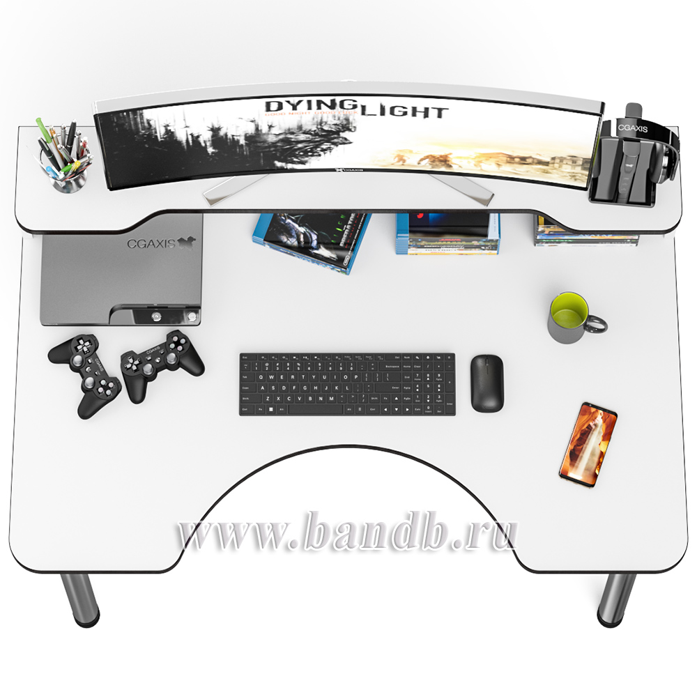 Игровой компьютерный стол с надстройкой С-МД-СК2Н-1200-750 цвет белый/кромка венге Картинка № 7