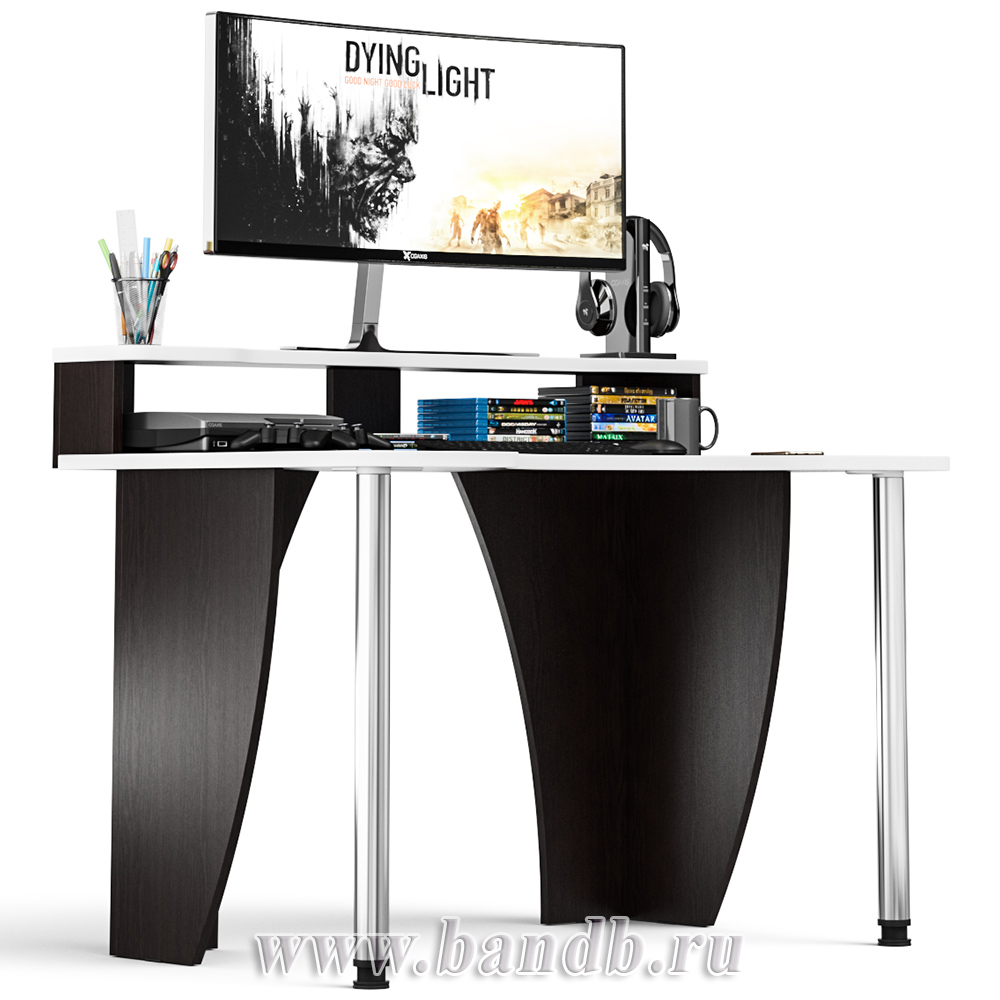 Игровой компьютерный стол с надстройкой С-МД-СК2Н-1200-750 цвет венге/кромка белая Картинка № 3