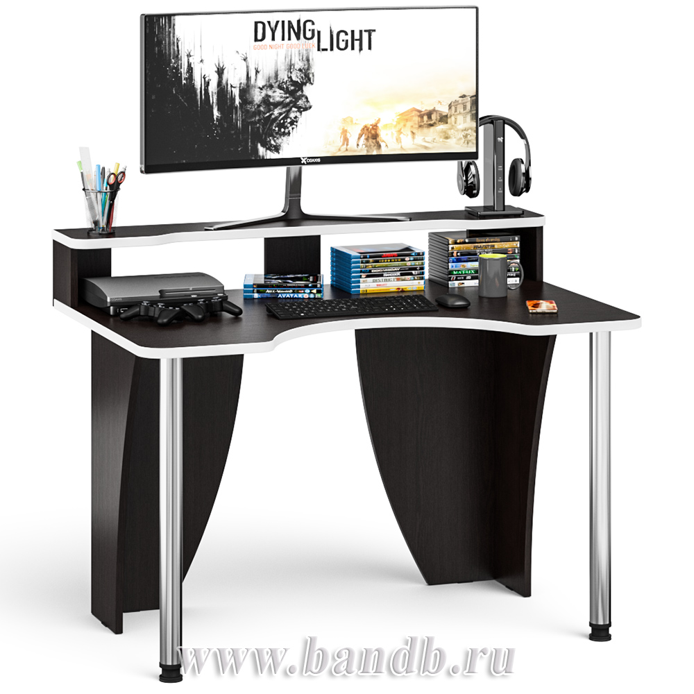 Игровой компьютерный стол с надстройкой С-МД-СК2Н-1200-750 цвет венге/кромка белая Картинка № 7