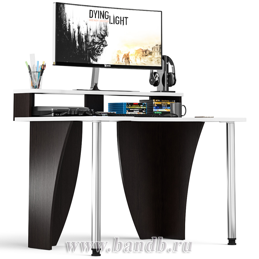 Игровой компьютерный стол с надстройкой С-МД-СК2Н-1200-750 цвет венге/кромка белая Картинка № 9