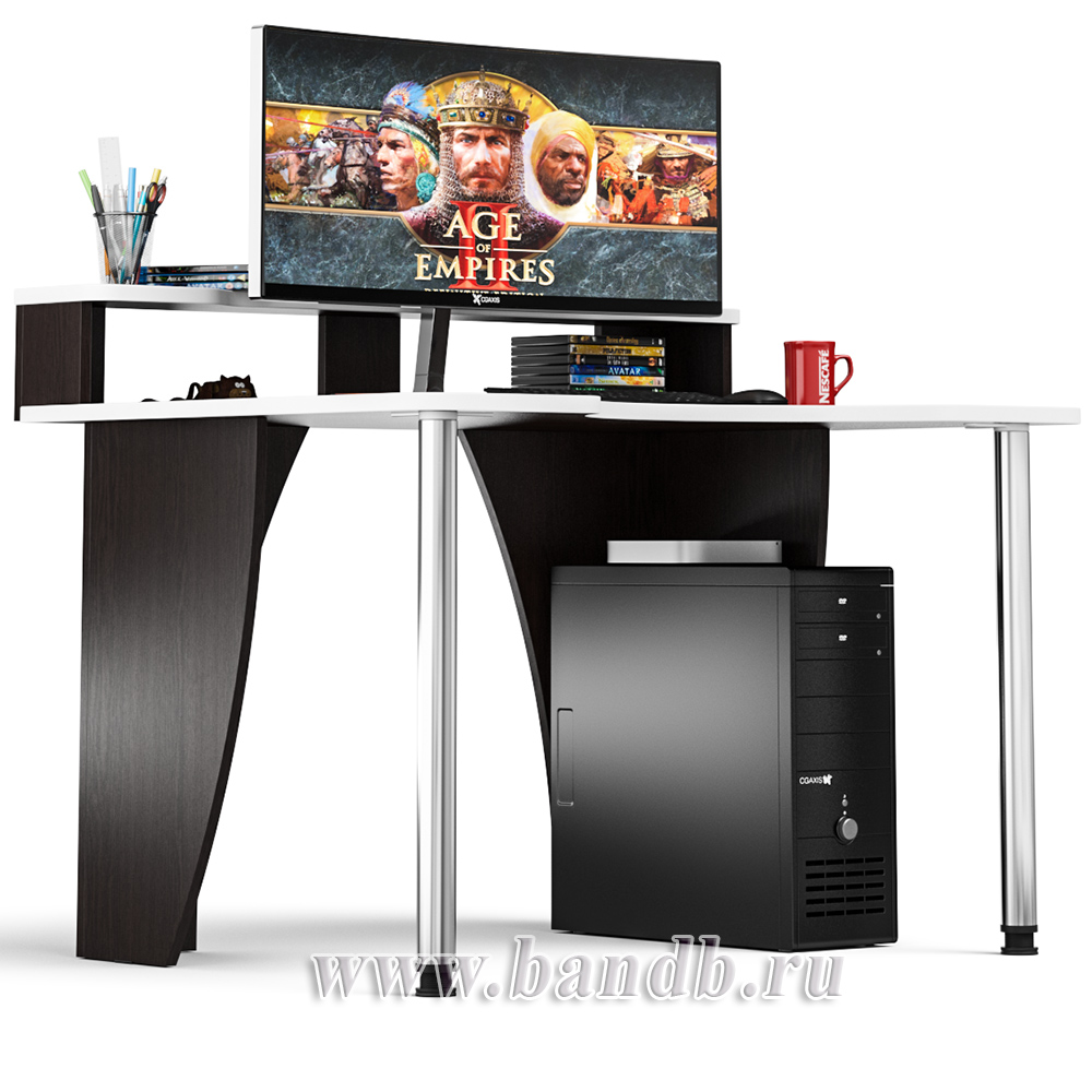 Игровой компьютерный стол с надстройкой С-МД-СК2Н-1200-900 цвет венге/кромка белая Картинка № 3