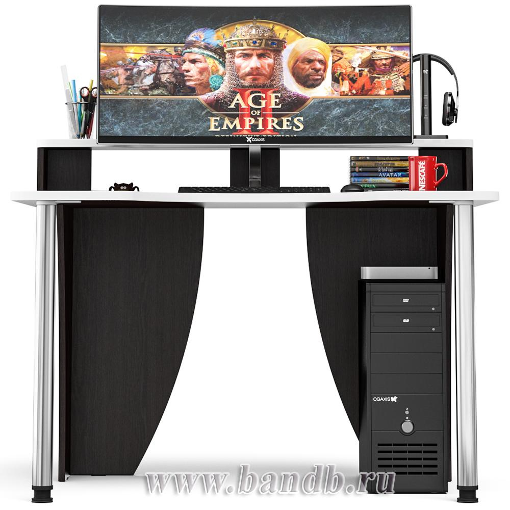 Игровой компьютерный стол с надстройкой С-МД-СК2Н-1200-900 цвет венге/кромка белая Картинка № 5
