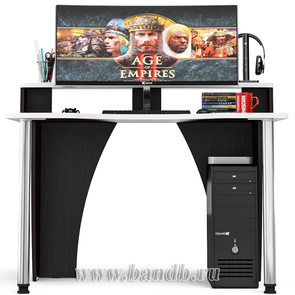 Игровой компьютерный стол с надстройкой С-МД-СК2Н-1200-900 цвет венге/кромка белая Картинка № 7