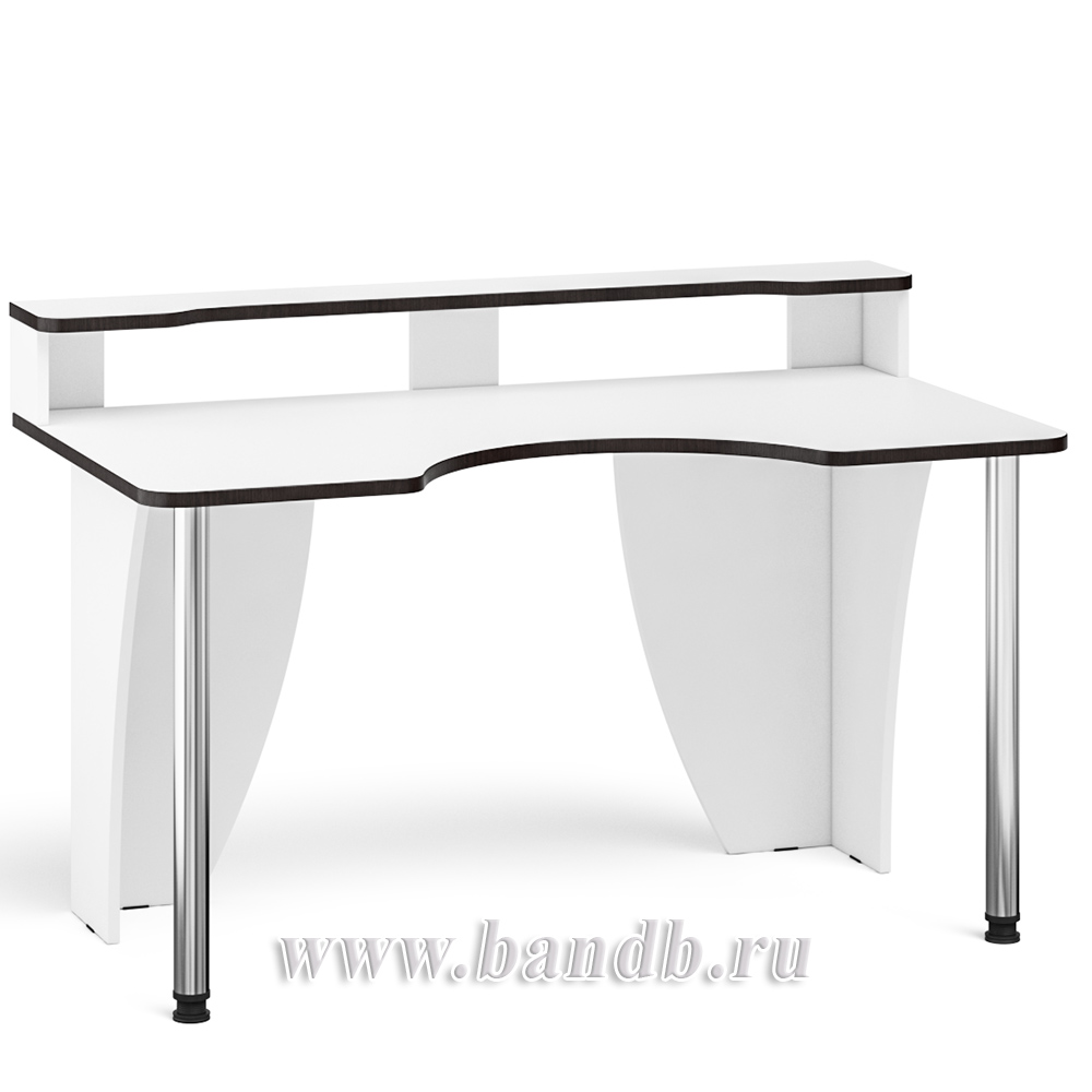 Игровой компьютерный стол с надстройкой С-МД-СК2Н-1400-750 цвет белый/кромка венге Картинка № 2
