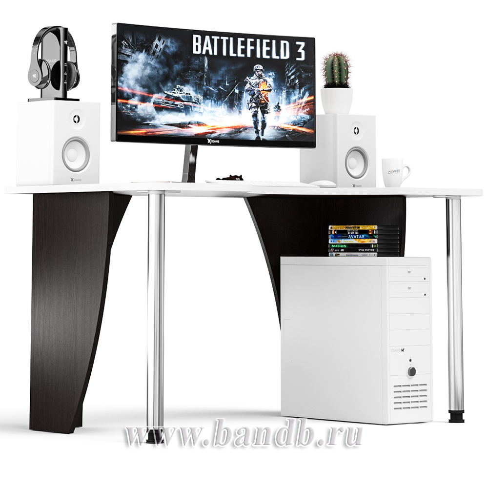 Игровой компьютерный стол С-МД-СК2-1400-750 цвет венге/кромка белая Картинка № 3 Игровой компьютерный стол С-МД-СК2-1400-750 цвет венге/кромка белая Картинка № 3
