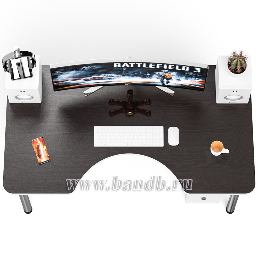 Игровой компьютерный стол С-МД-СК2-1400-750 цвет венге/кромка белая Картинка № 7 Игровой компьютерный стол С-МД-СК2-1400-750 цвет венге/кромка белая Картинка № 7