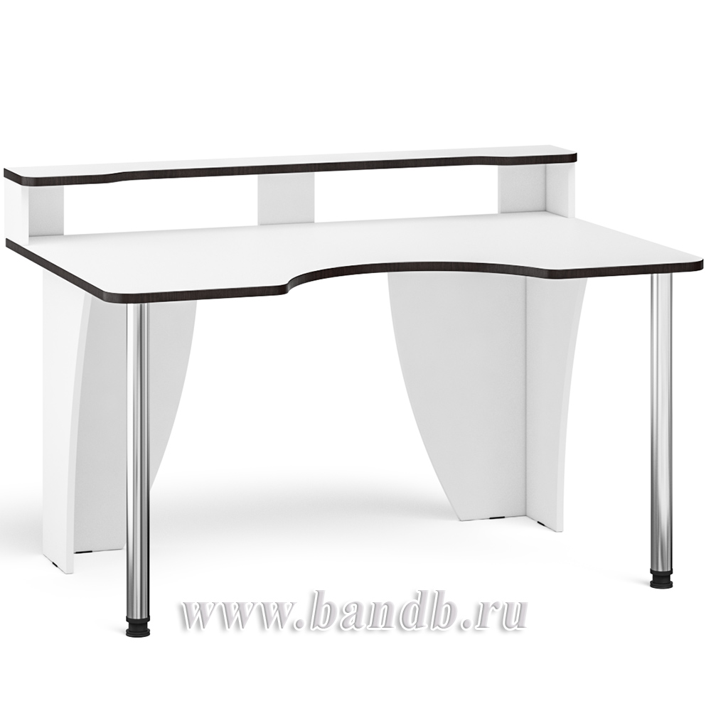 Игровой компьютерный стол с надстройкой С-МД-СК2Н-1400-900 цвет белый/кромка венге Картинка № 2