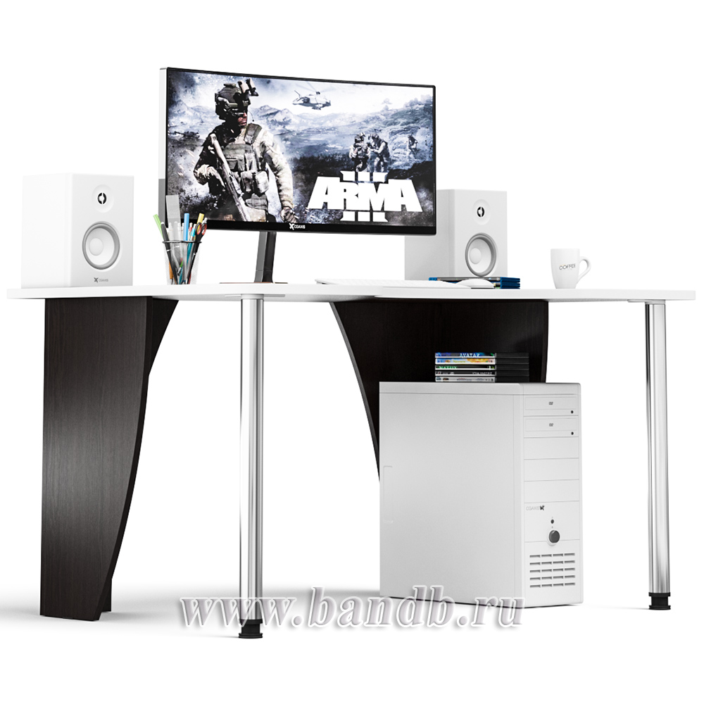 Игровой компьютерный стол С-МД-СК2-1400-900 цвет венге/кромка белая Картинка № 3 Игровой компьютерный стол С-МД-СК2-1400-900 цвет венге/кромка белая Картинка № 3