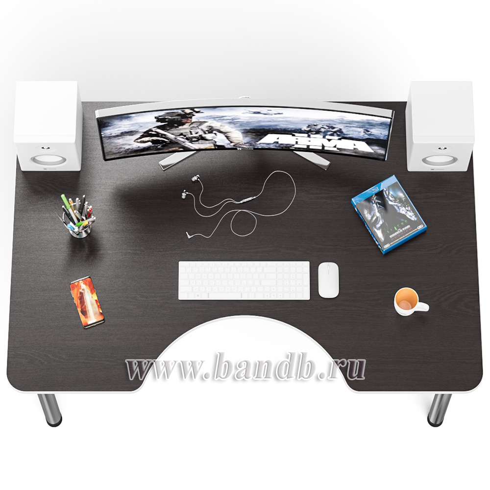 Игровой компьютерный стол С-МД-СК2-1400-900 цвет венге/кромка белая Картинка № 7