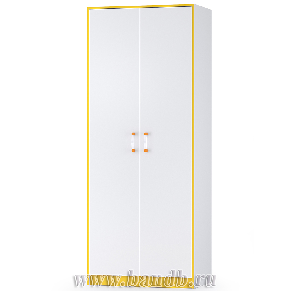 Шкаф 2-х дверный Альфа 13.42 цвет солнечный свет/белый премиум Картинка № 1