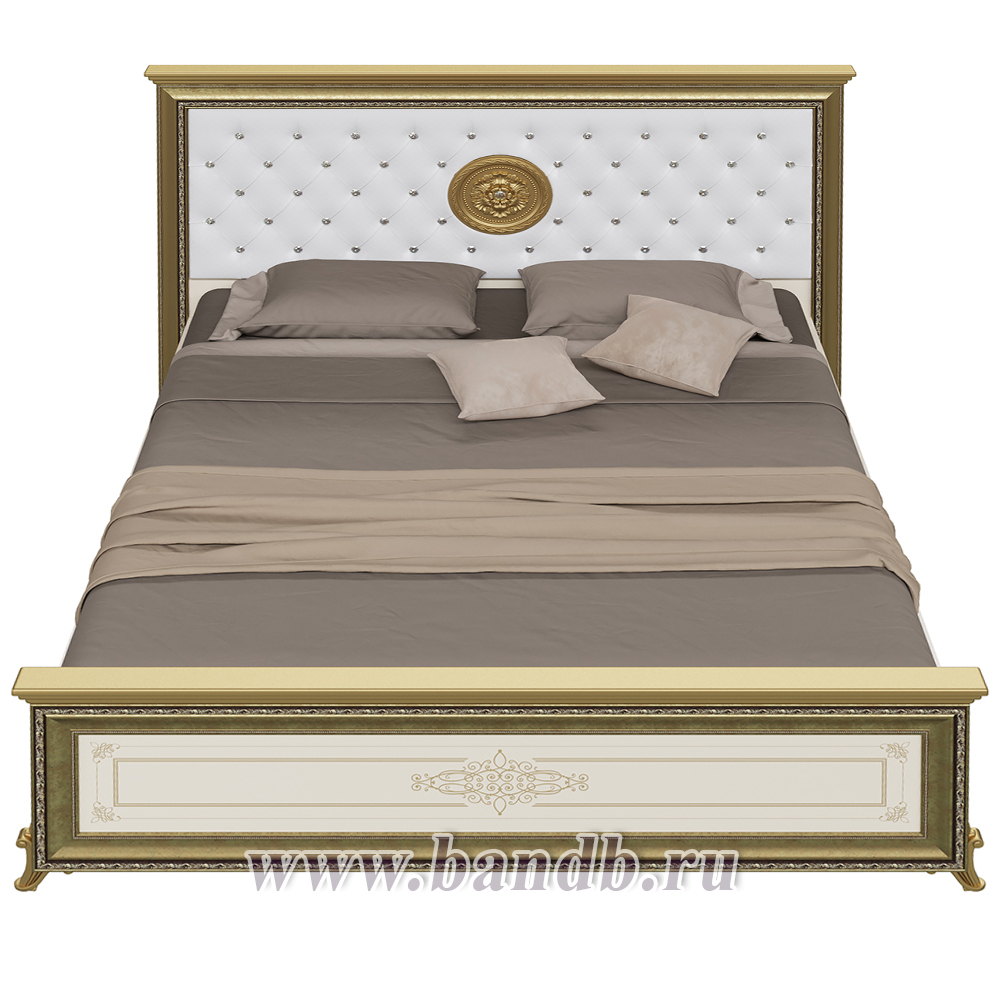 Кровать 1600 с основанием Версаль цвет слоновая кость мягкое изголовье Картинка № 3