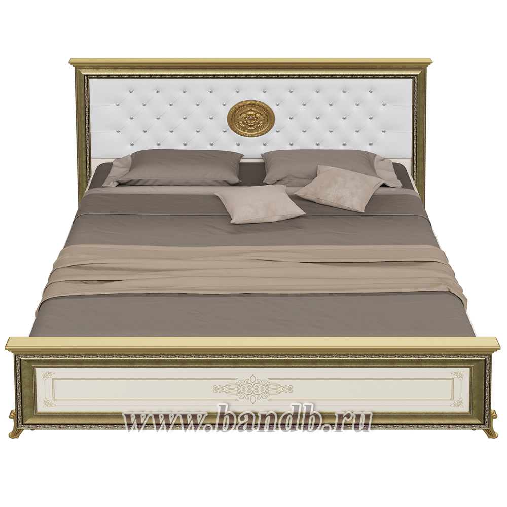 Кровать 1800 с основанием Версаль цвет слоновая кость мягкое изголовье Картинка № 3