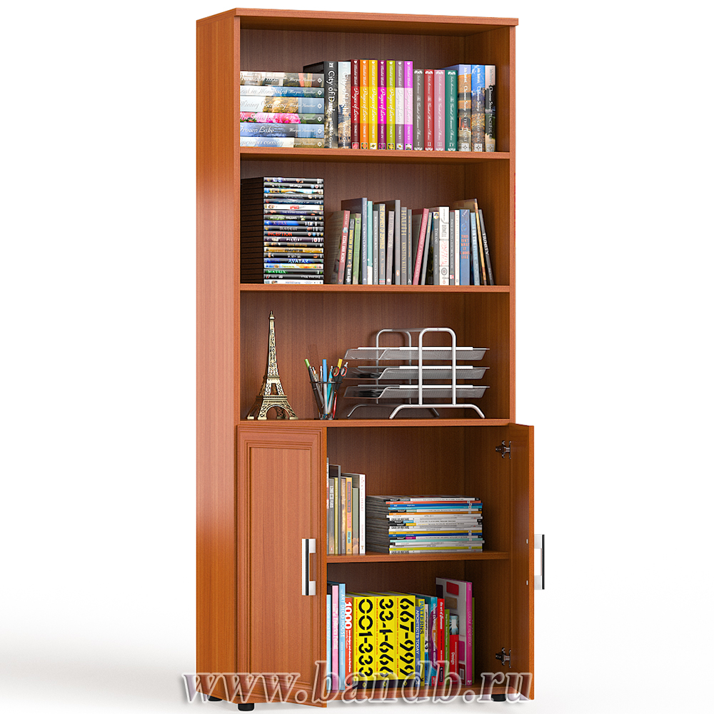 Шкаф для книг без стекла С-МД-2-02 цвет вишня Картинка № 2