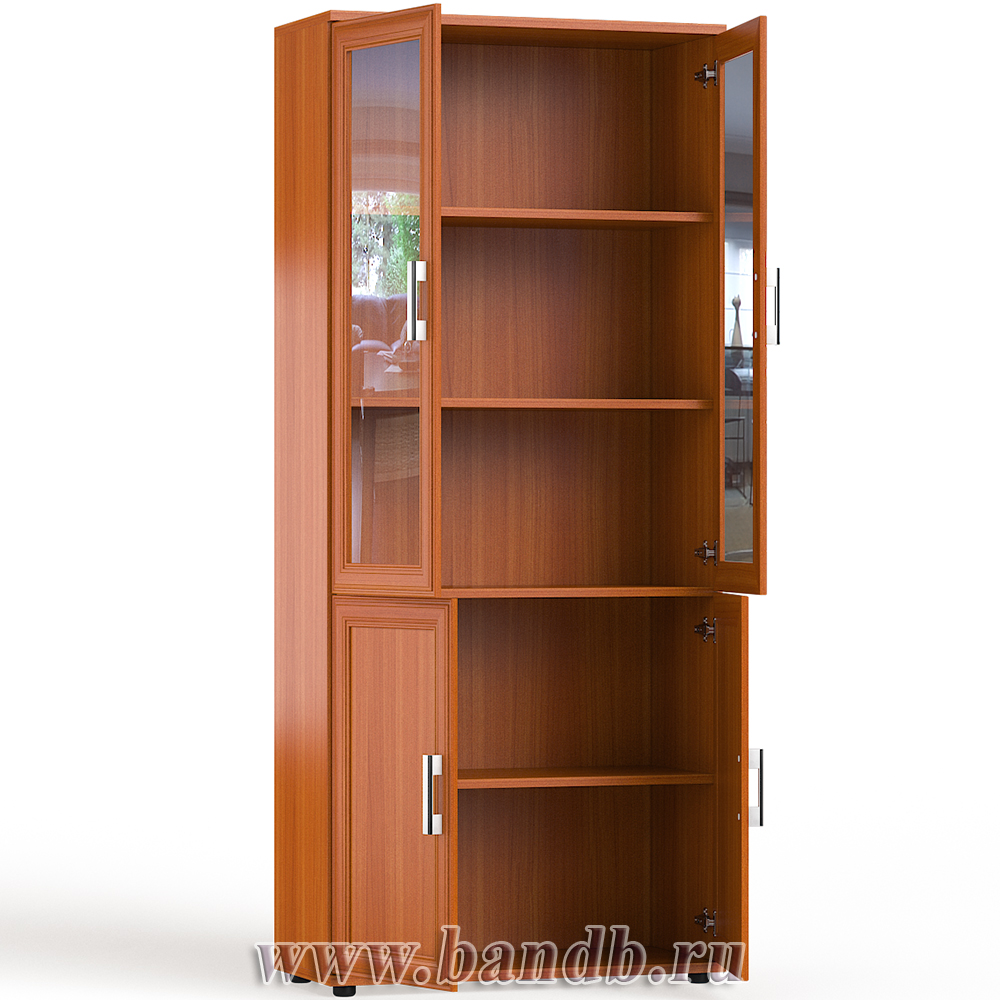 Шкаф для книг со стеклом С-МД-2-03 цвет вишня Картинка № 4