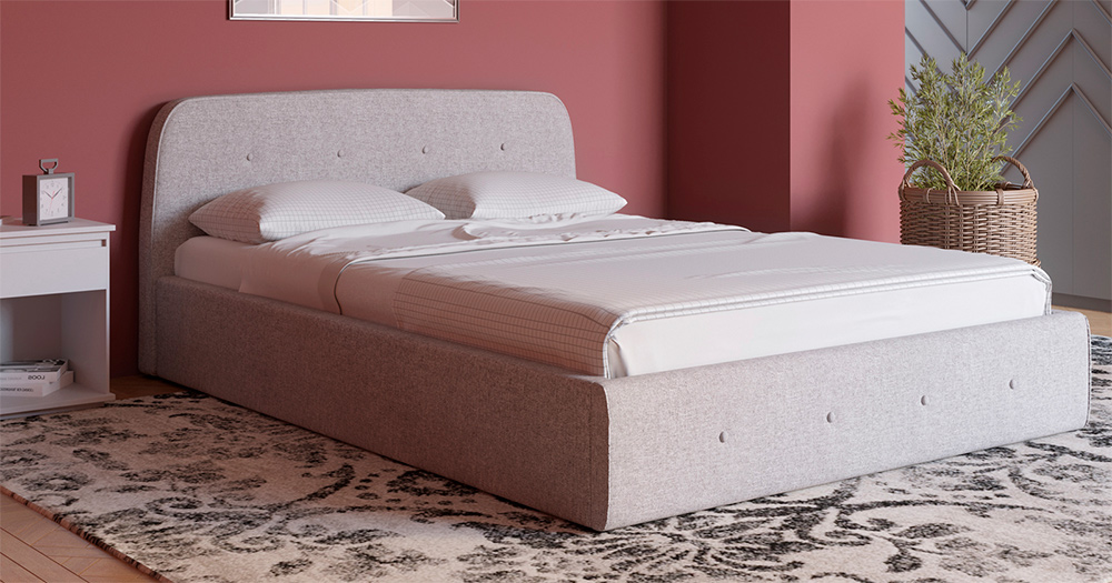 Кровать интерьерная Илона 1400 с подъёмным основанием ткань Ролан 0475/1 рогожка Картинка № 11