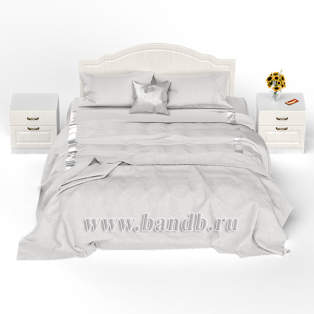Кровать 1600 Ливерпуль с основанием и двумя тумбами цвет ясень ваниль/белый Картинка № 5