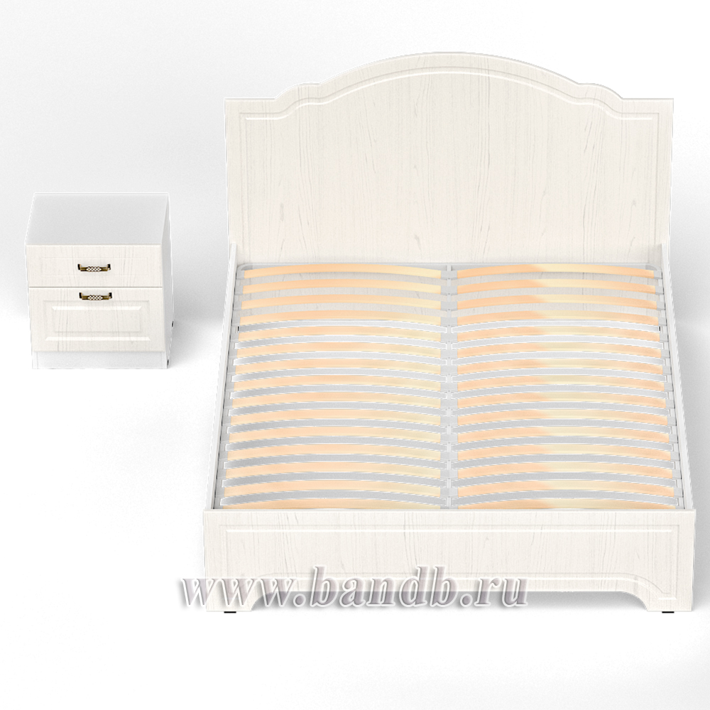 Кровать 1600 Ливерпуль с основанием и тумбой цвет ясень ваниль/белый Картинка № 7