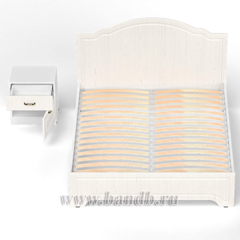 Кровать 1600 Ливерпуль с основанием и тумбой цвет ясень ваниль/белый Картинка № 8