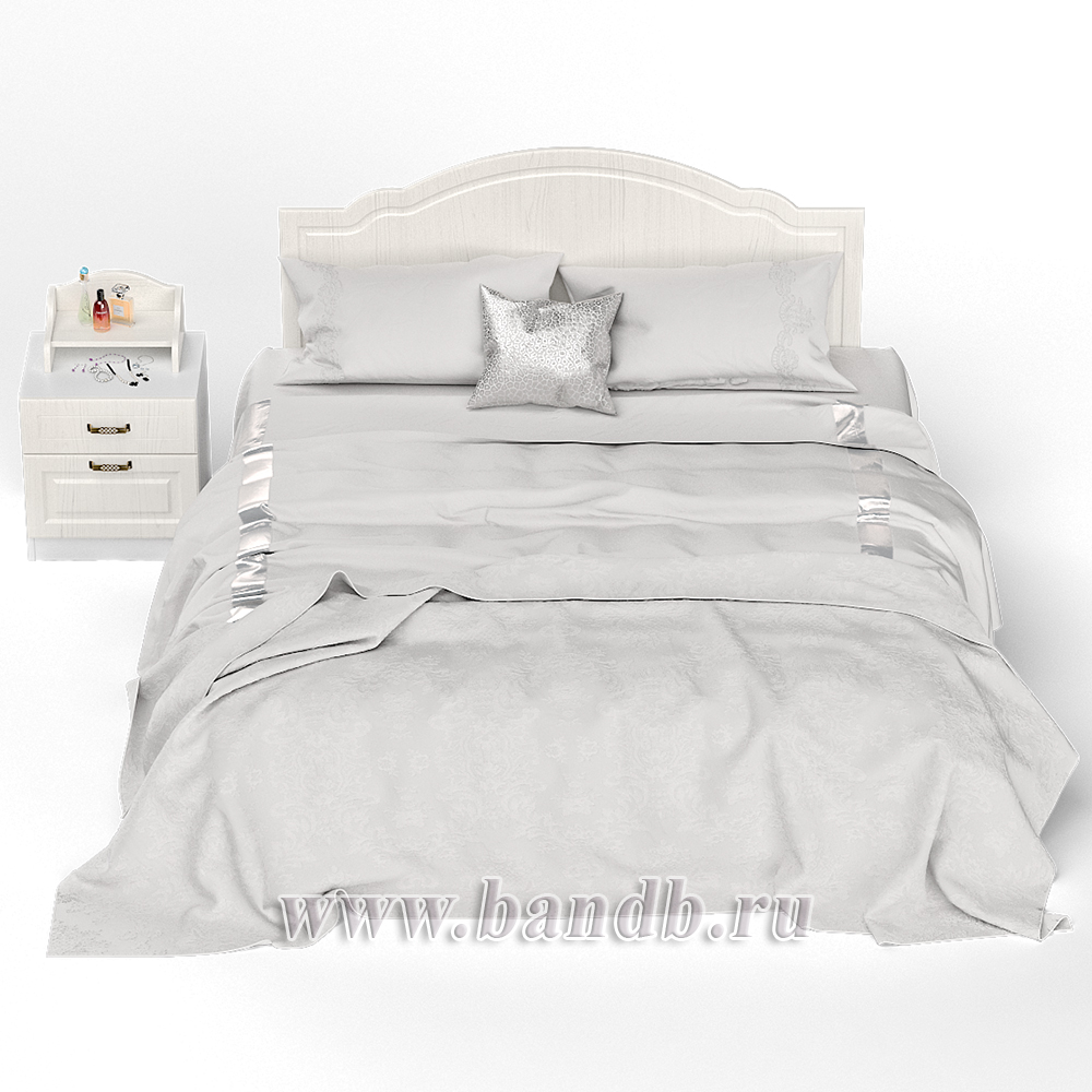 Кровать 1600 Ливерпуль с основанием и тумбой с полкой цвет ясень ваниль/белый Картинка № 5