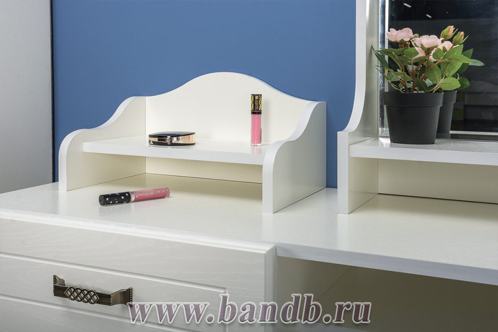 Стол туалетный с зеркалом Ливерпуль цвет ясень ваниль/белый Картинка № 8