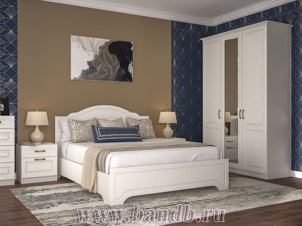 Кровать Ливерпуль 1600 с основанием цвет ясень ваниль/белый Картинка № 5