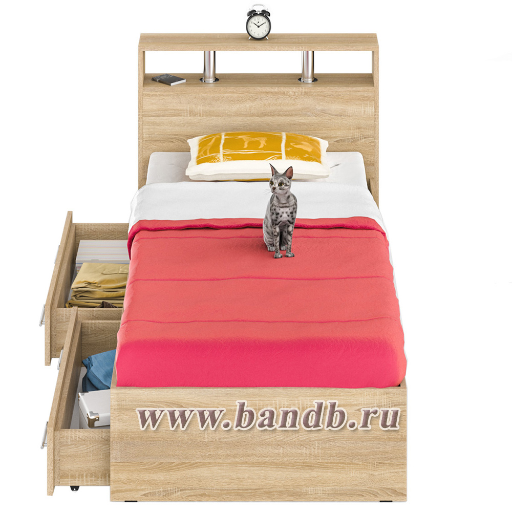 Кровать с ящиками Камелия 900 цвет дуб сонома Картинка № 4
