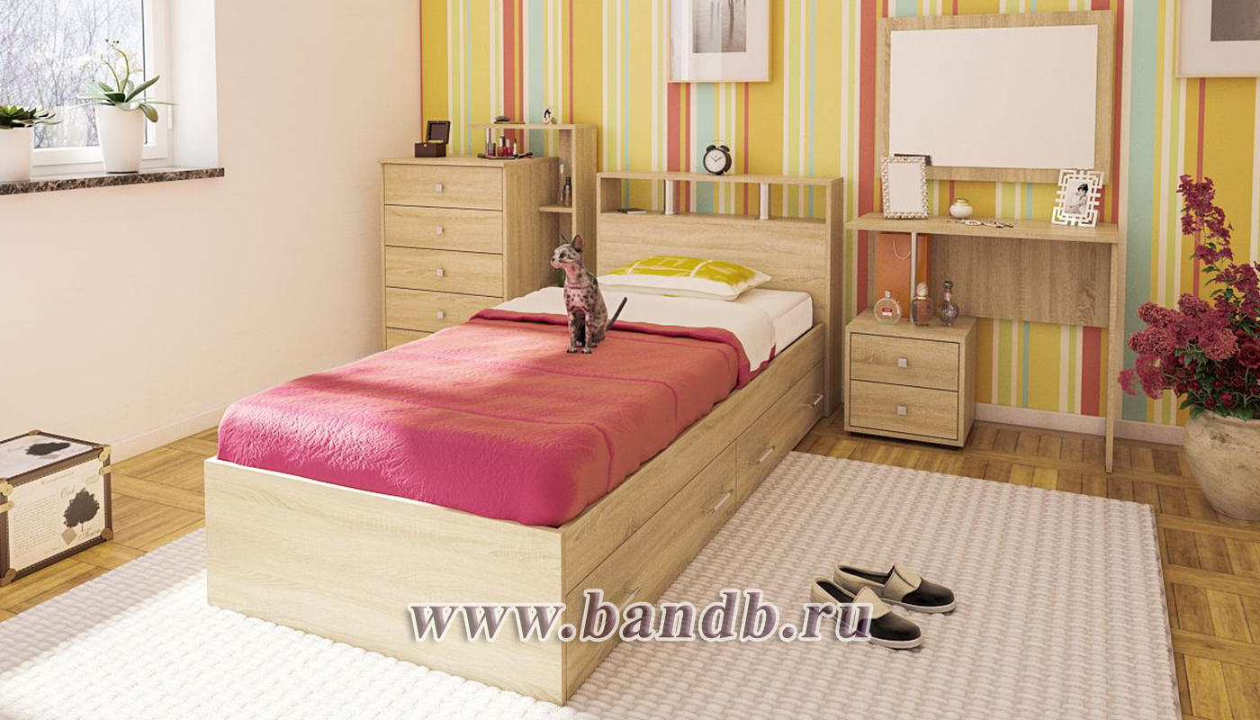 Кровать с ящиками Камелия 900 цвет дуб сонома Картинка № 7