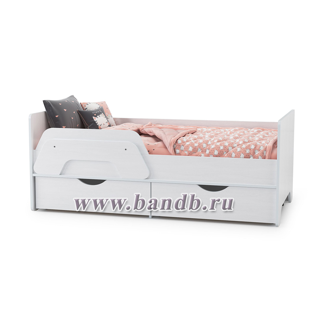 Кровать детская с ящиками со шкафом Уна цвет белый Картинка № 9