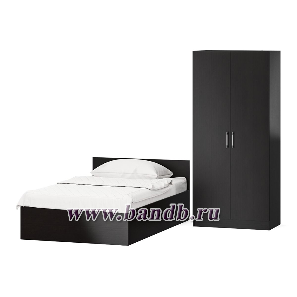 Кровать односпальная 1200 со шкафом для одежды 2-х створчатым Стандарт цвет венге Картинка № 3
