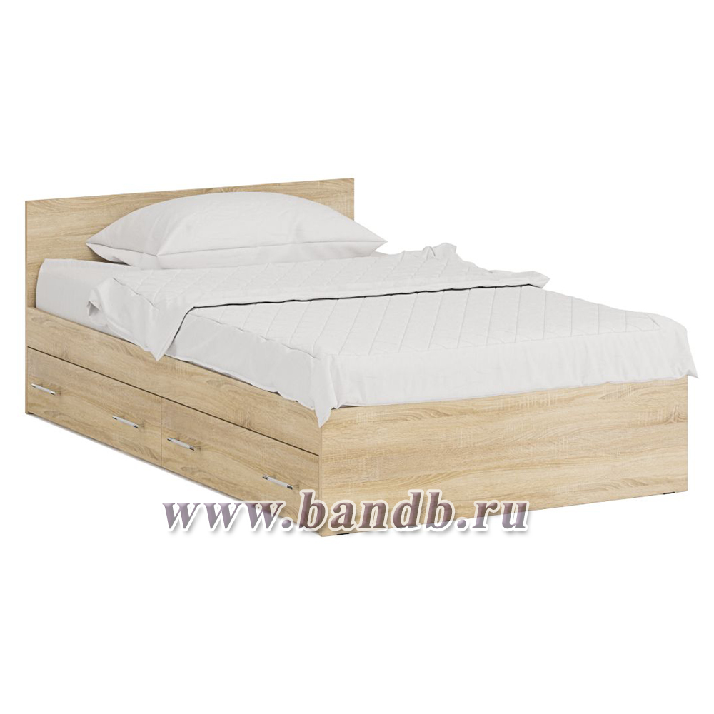 Односпальная кровать с ящиками 1200 со шкафом для одежды 2-х створчатым Стандарт цвет дуб сонома Картинка № 7