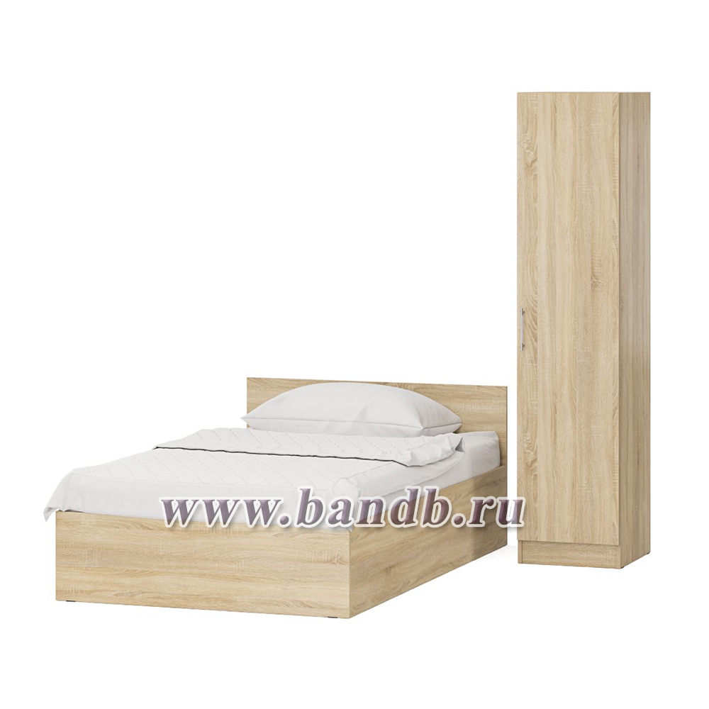 Односпальная кровать с ящиками 1200 с пеналом Стандарт цвет дуб сонома Картинка № 5