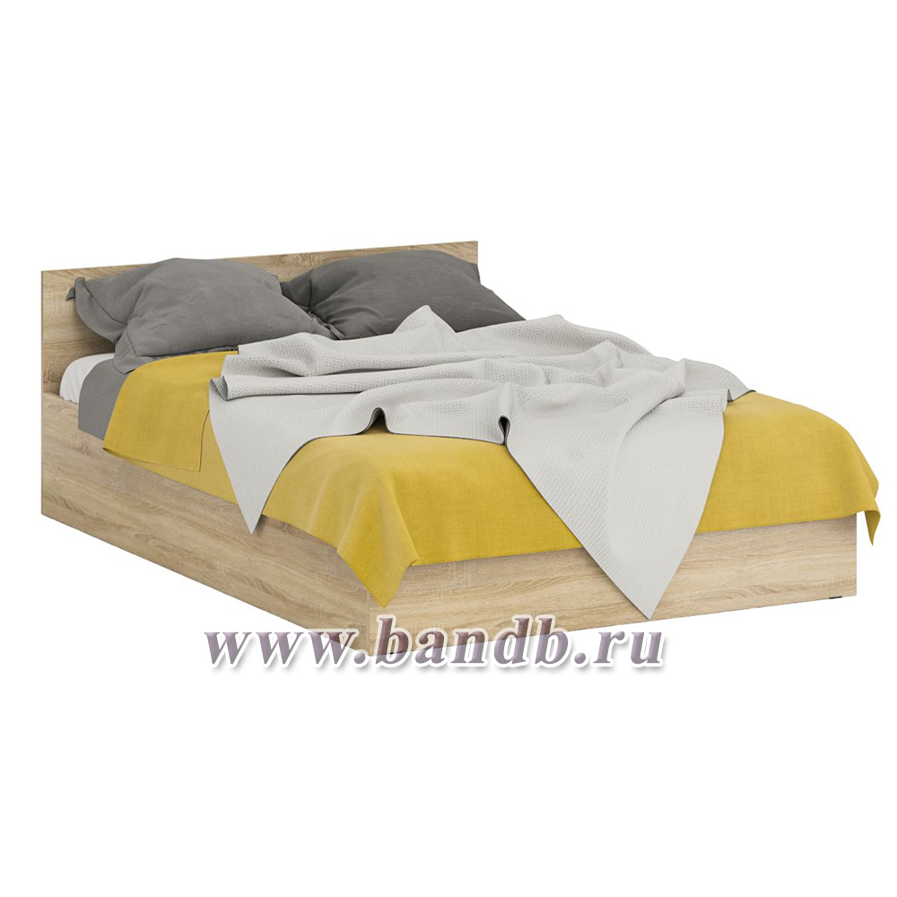 Кровать двуспальная 1400 со шкафом для одежды 2-х створчатым Стандарт цвет дуб сонома Картинка № 7