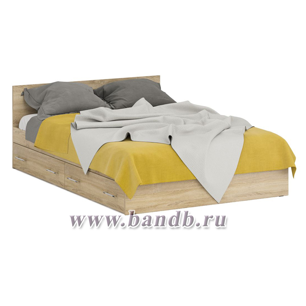 Двуспальная кровать с ящиками 1400 с угловым шкафом Стандарт цвет дуб сонома Картинка № 5