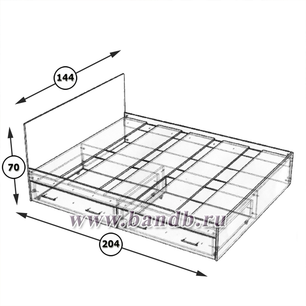 Кровать белая с ящиками Стандарт 1400 цвет белый Картинка № 5