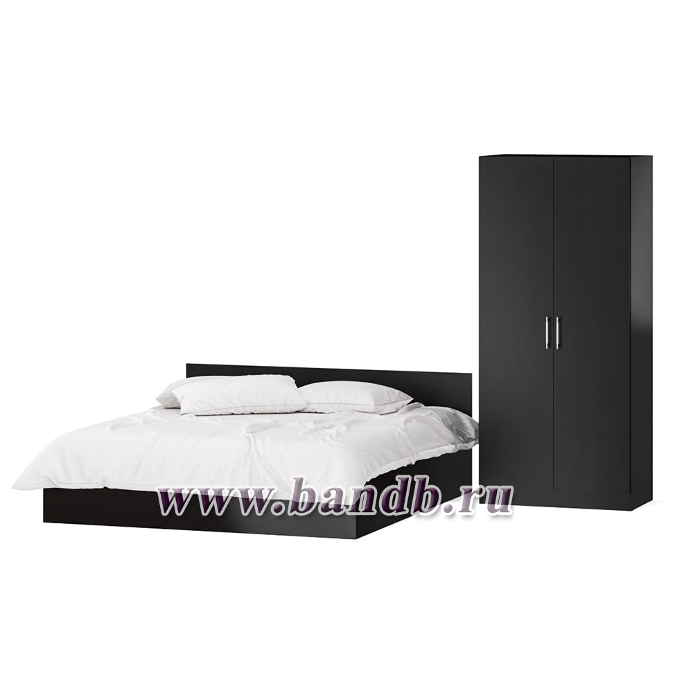 Кровать двуспальная 1800 со шкафом для одежды 2-х створчатым Стандарт цвет венге Картинка № 3