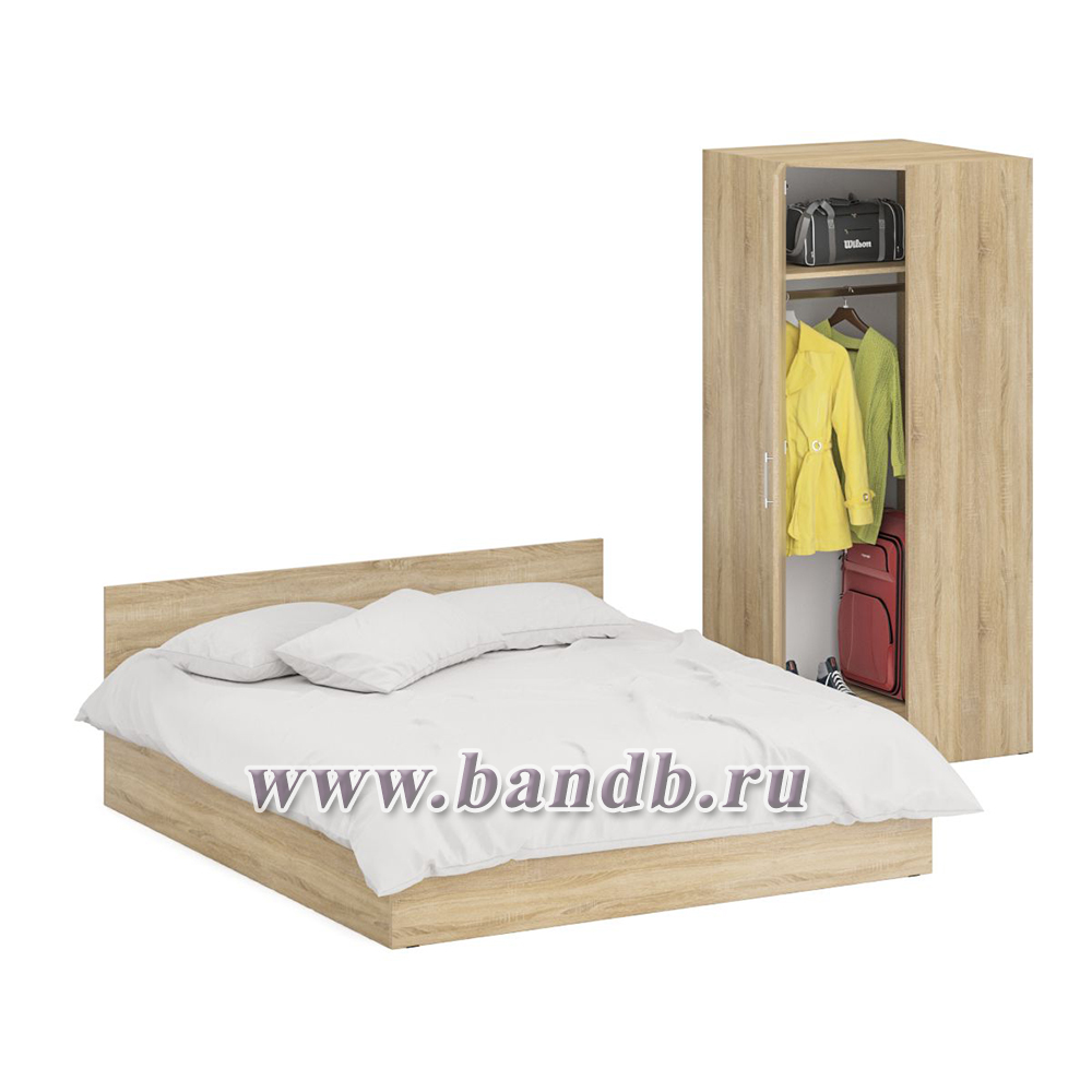Кровать двуспальная 1800 с угловым шкафом Стандарт цвет дуб сонома Картинка № 2