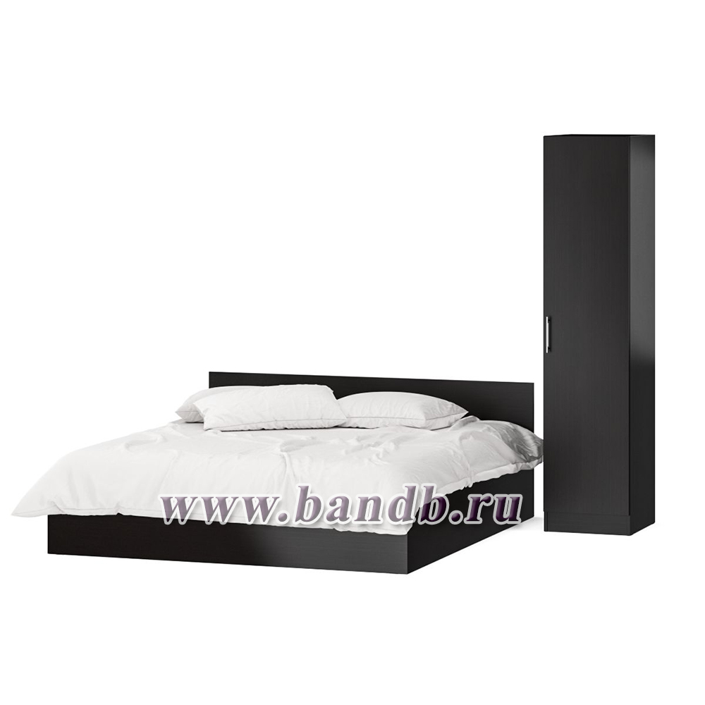 Двуспальная кровать с ящиками 1800 с пеналом Стандарт цвет венге Картинка № 3