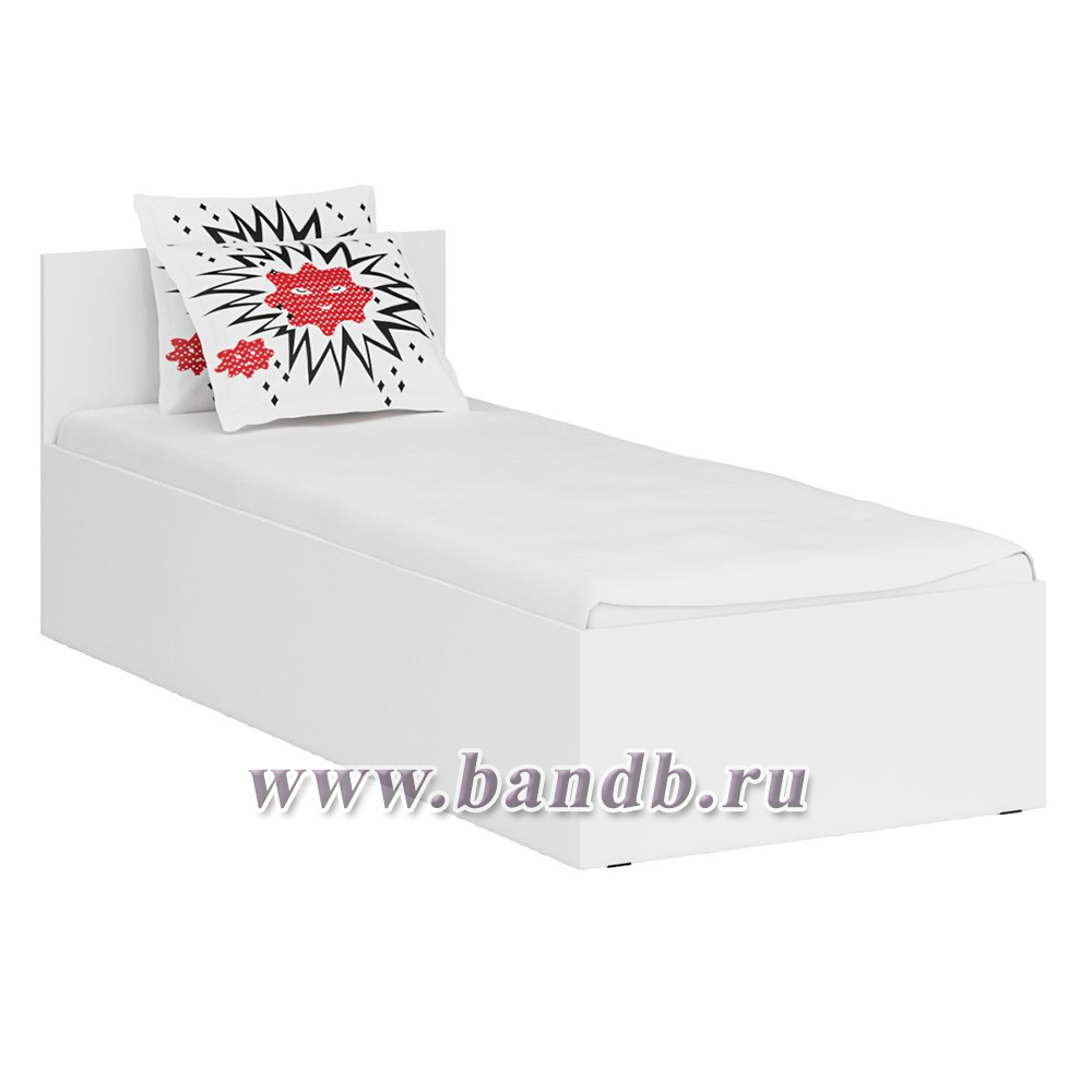 Спальня белая Стандарт № 3 с кроватью 800 цвет белый/фасады ТВ тумбы МДФ белый глянец Картинка № 6