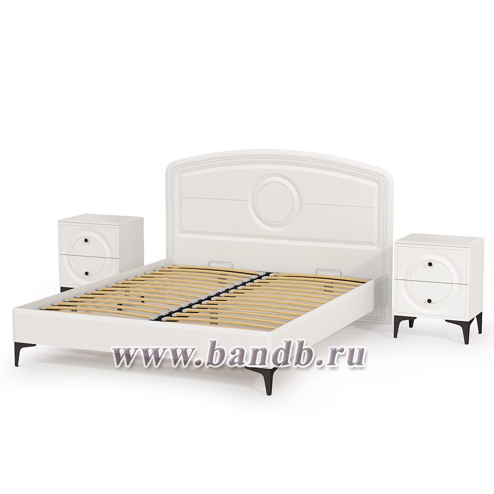 Кровать 1600 с ортопедическим основанием Валенсия и две тумбочки цвет белый шагрень Картинка № 5