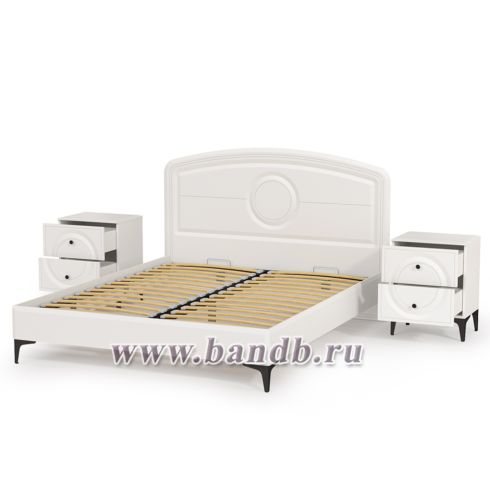 Кровать 1600 с ортопедическим основанием Валенсия и две тумбочки цвет белый шагрень Картинка № 6