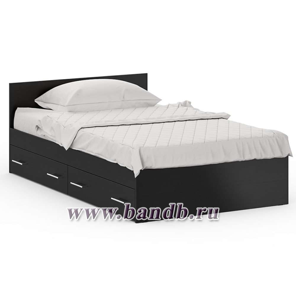 Односпальная кровать с ящиками 1200 с угловым шкафом Стандарт цвет венге Картинка № 6