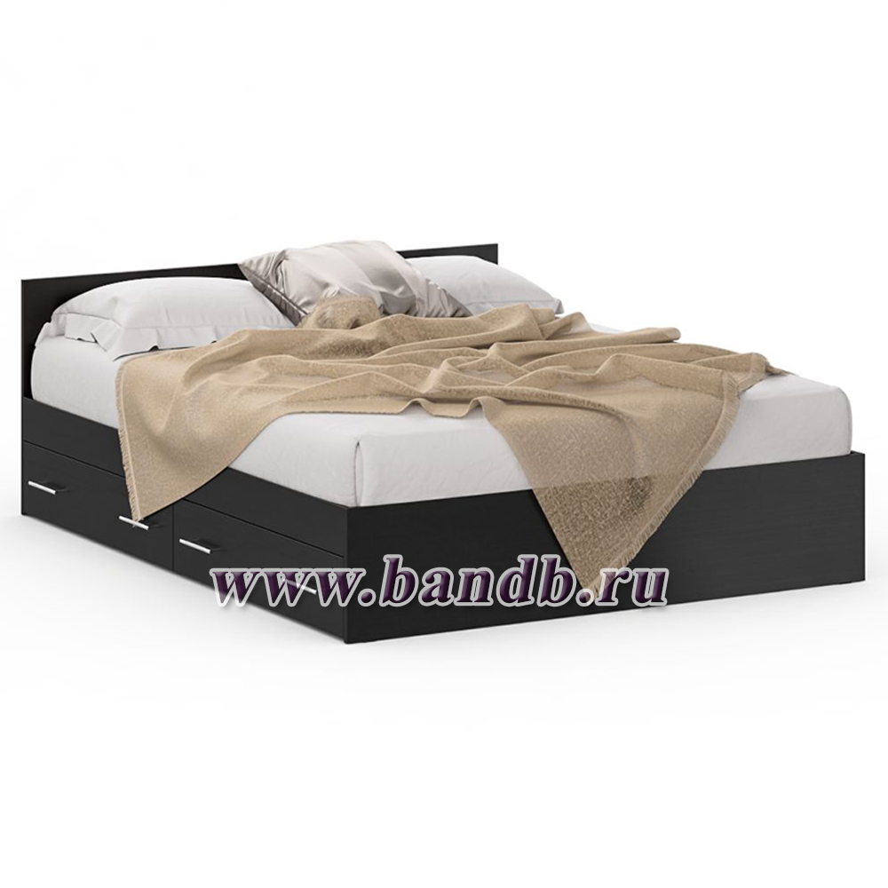 Двуспальная кровать с ящиками 1600 с угловым шкафом Стандарт цвет венге Картинка № 6