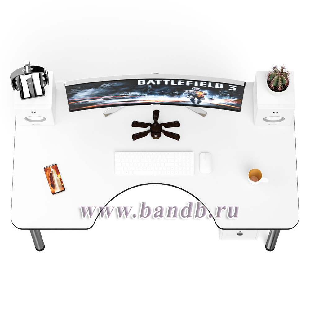 Игровой компьютерный стол С-МД-СК2-1360-750 цвет белый/кромка венге Картинка № 4 Игровой компьютерный стол С-МД-СК2-1360-750 цвет белый/кромка венге Картинка № 4